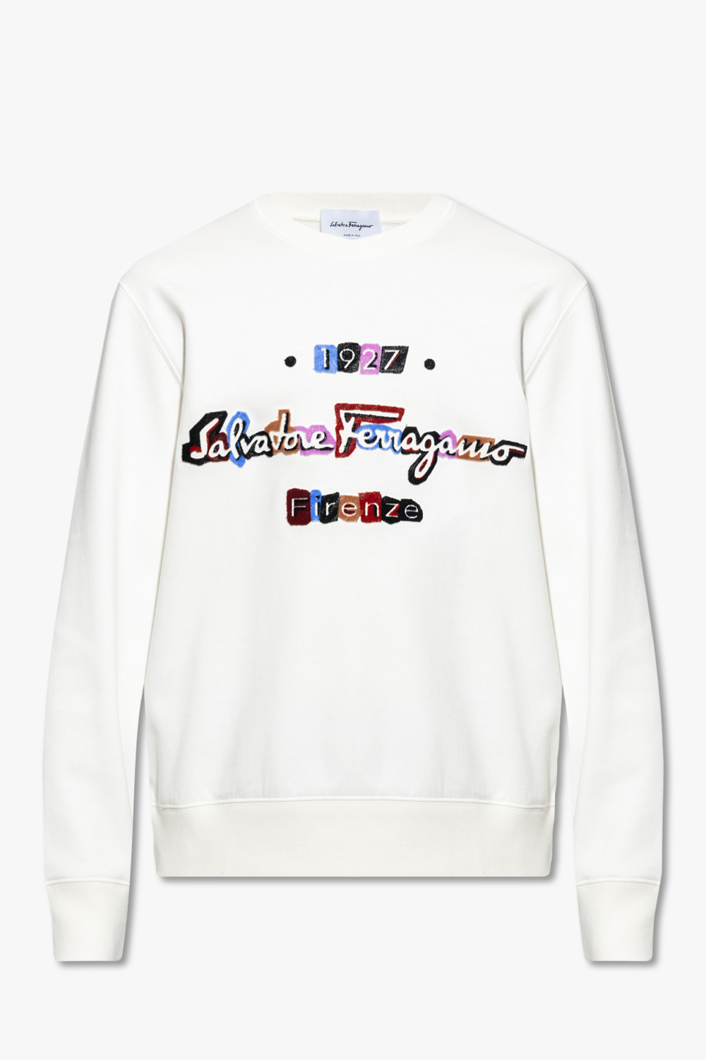 EMBROIDERED HOODIE FERRAGAMO - White SALVATORE FERRAGAMO LOGO 